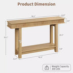 Console de style ferme avec pieds cannelés, Table d'entrée en bois à 2 niveaux avec étagère de rangement, Table d'entrée pour vestibule, couloir, salon