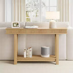 Console de style ferme avec pieds cannelés, Table d'entrée en bois à 2 niveaux avec étagère de rangement, Table d'entrée pour vestibule, couloir, salon