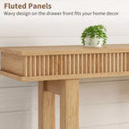 Console de style ferme avec pieds cannelés, Table d'entrée en bois à 2 niveaux avec étagère de rangement, Table d'entrée pour vestibule, couloir, salon