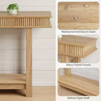 Console de style ferme avec pieds cannelés, Table d'entrée en bois à 2 niveaux avec étagère de rangement, Table d'entrée pour vestibule, couloir, salon