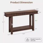 Console de style ferme avec pieds cannelés, Table d'entrée en bois à 2 niveaux avec étagère de rangement, Table d'entrée pour vestibule, couloir, salon