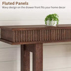 Console de style ferme avec pieds cannelés, Table d'entrée en bois à 2 niveaux avec étagère de rangement, Table d'entrée pour vestibule, couloir, salon