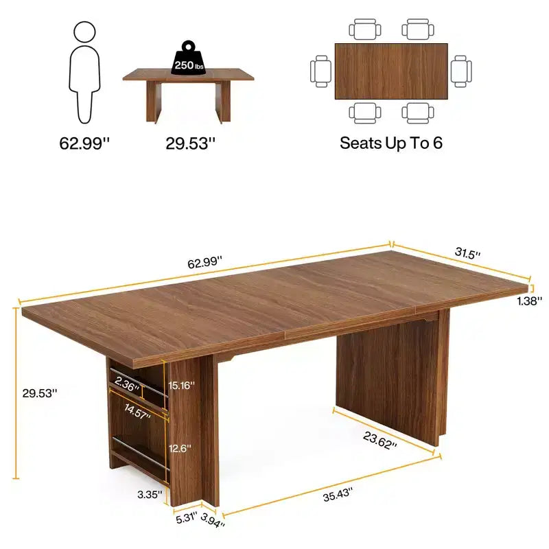 MAYEERTY 62.99 Table de salle à manger de ferme 6-8 personnes, table de cuisine et de bureau moderne polyvalente