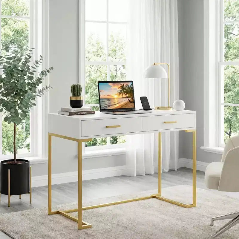 MAYEERTY Bureau d'ordinateur de 99 cm avec tiroirs, bureau d'étude et d'écriture moderne pour bureau à domicile