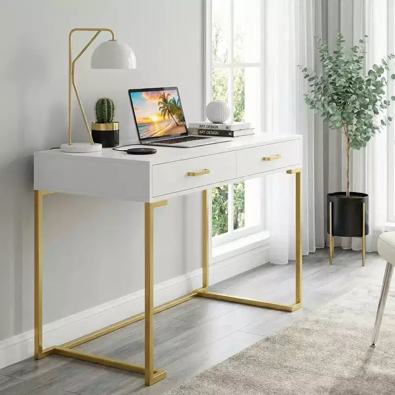 MAYEERTY Bureau d'ordinateur de 99 cm avec tiroirs, bureau d'étude et d'écriture moderne pour bureau à domicile