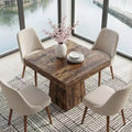 MAYEERTY 31.5 Grey Farmhouse Square Dining Table, 4-Person Sturdy Pedestal Kitchen Table