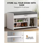 Banc à chaussures, petit banc d'entrée de 80 cm avec siège rembourré à ouverture supérieure, 2 portes, capacité de 136 kg, banc avec range-chaussures pour entrée