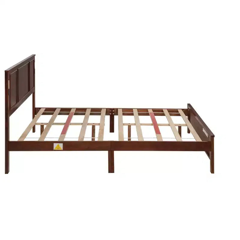 Lit plateforme ModernLuxe Queen/King Size avec tête de lit haute, cadre de lit en bois style ferme avec lumières LED et ports USB