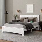 Lit plateforme ModernLuxe Queen/King Size avec tête de lit haute, cadre de lit en bois style ferme avec lumières LED et ports USB