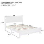 Lit plateforme ModernLuxe Queen/King Size avec tête de lit haute, cadre de lit en bois style ferme avec lumières LED et ports USB