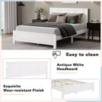 Lit plateforme ModernLuxe Queen/King Size avec tête de lit haute, cadre de lit en bois style ferme avec lumières LED et ports USB