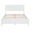 Lit plateforme ModernLuxe Queen/King Size avec tête de lit haute, cadre de lit en bois style ferme avec lumières LED et ports USB