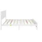 Lit plateforme ModernLuxe Queen/King Size avec tête de lit haute, cadre de lit en bois style ferme avec lumières LED et ports USB