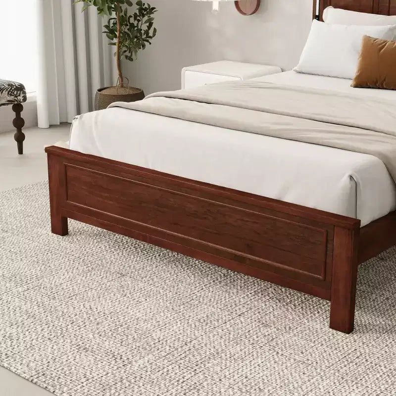 Lit plateforme ModernLuxe Queen/King Size avec tête de lit haute, cadre de lit en bois style ferme avec lumières LED et ports USB