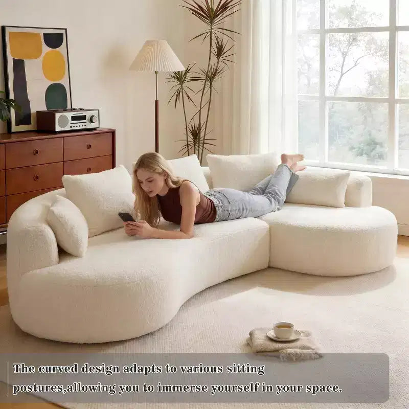 Dyonery 122 Canapé Sectionnel Modulaire Courbe pour Salon, Grand Canapé Nuage Moderne, Canapé Boucle sans Os 4 Places avec Assise Extra Profonde, Facile à Monter
