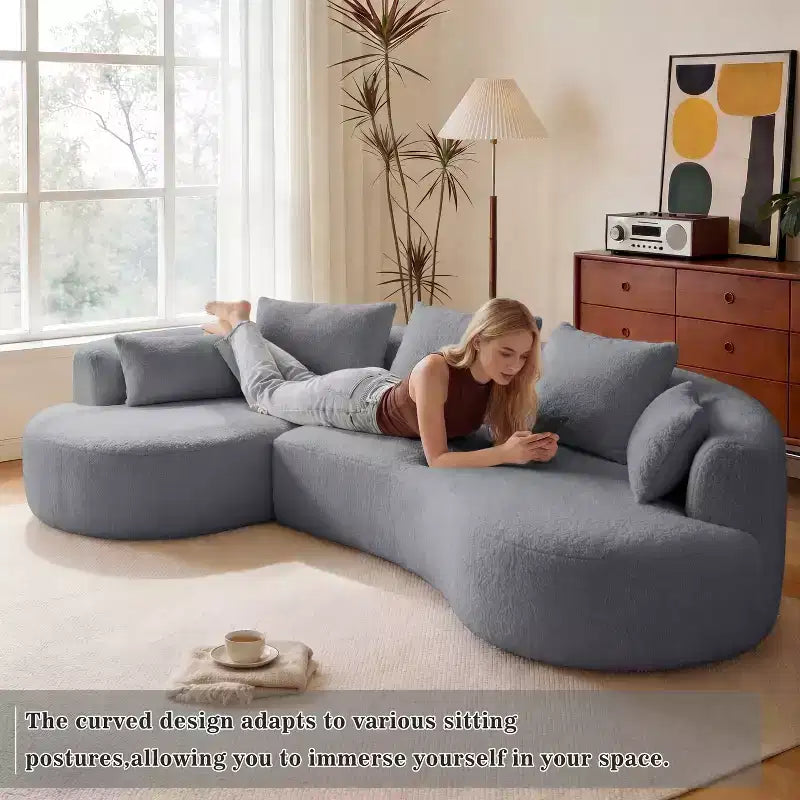 Dyonery 122 Canapé Sectionnel Modulaire Courbe pour Salon, Grand Canapé Nuage Moderne, Canapé Boucle sans Os 4 Places avec Assise Extra Profonde, Facile à Monter