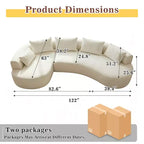 Dyonery 122 Canapé Sectionnel Modulaire Courbe pour Salon, Grand Canapé Nuage Moderne, Canapé Boucle sans Os 4 Places avec Assise Extra Profonde, Facile à Monter