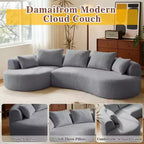 Dyonery 122 Canapé Sectionnel Modulaire Courbe pour Salon, Grand Canapé Nuage Moderne, Canapé Boucle sans Os 4 Places avec Assise Extra Profonde, Facile à Monter