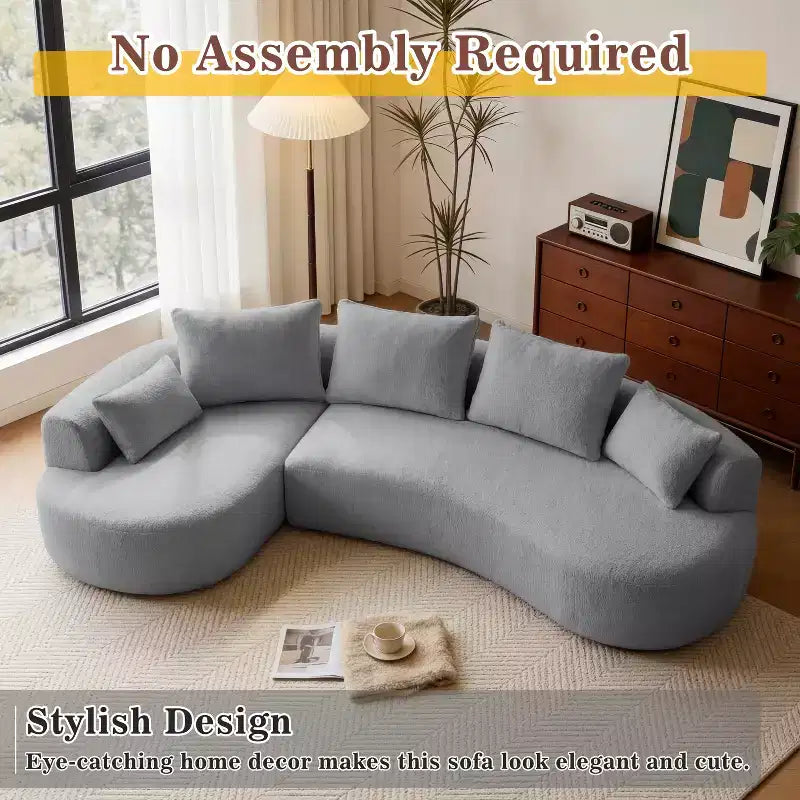 Dyonery 122 Canapé Sectionnel Modulaire Courbe pour Salon, Grand Canapé Nuage Moderne, Canapé Boucle sans Os 4 Places avec Assise Extra Profonde, Facile à Monter