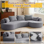 Dyonery 122 Canapé Sectionnel Modulaire Courbe pour Salon, Grand Canapé Nuage Moderne, Canapé Boucle sans Os 4 Places avec Assise Extra Profonde, Facile à Monter