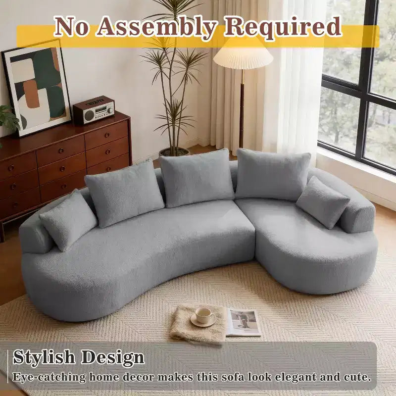 Dyonery 122 Canapé Sectionnel Modulaire Courbe pour Salon, Grand Canapé Nuage Moderne, Canapé Boucle sans Os 4 Places avec Assise Extra Profonde, Facile à Monter