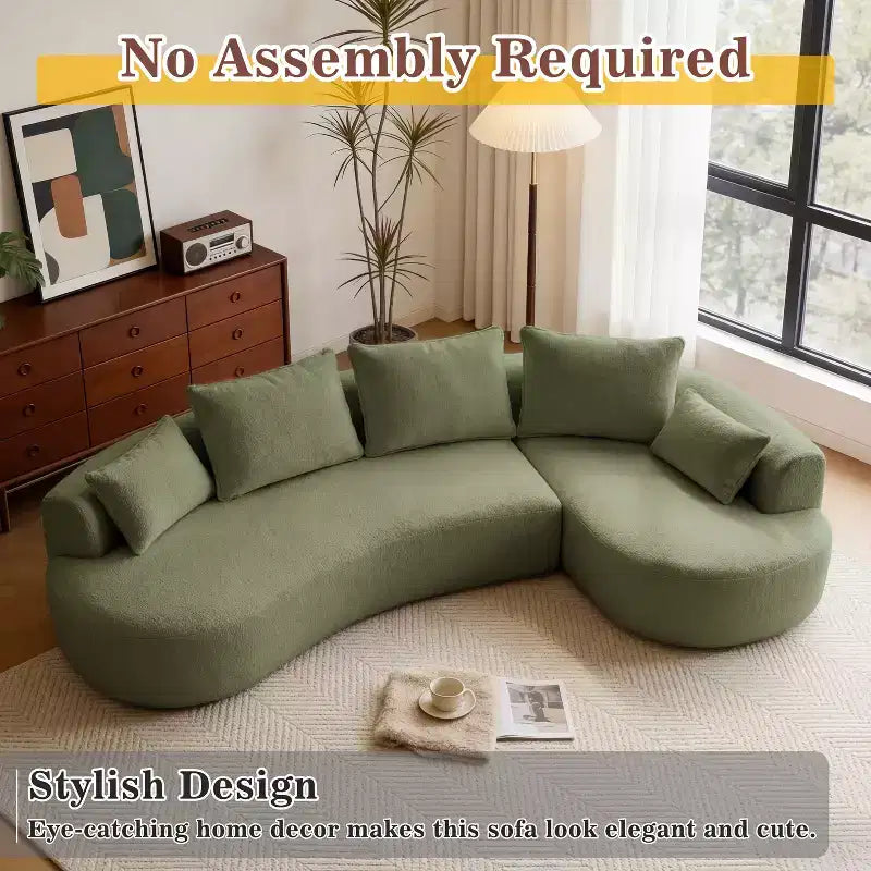Dyonery 122 Canapé Sectionnel Modulaire Courbe pour Salon, Grand Canapé Nuage Moderne, Canapé Boucle sans Os 4 Places avec Assise Extra Profonde, Facile à Monter