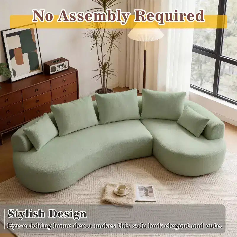 Dyonery 122 Canapé Sectionnel Modulaire Courbe pour Salon, Grand Canapé Nuage Moderne, Canapé Boucle sans Os 4 Places avec Assise Extra Profonde, Facile à Monter
