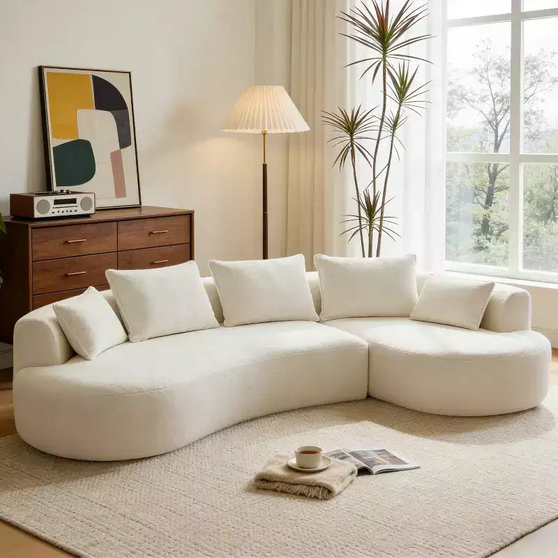 Dyonery 122 Canapé Sectionnel Modulaire Courbe pour Salon, Grand Canapé Nuage Moderne, Canapé Boucle sans Os 4 Places avec Assise Extra Profonde, Facile à Monter