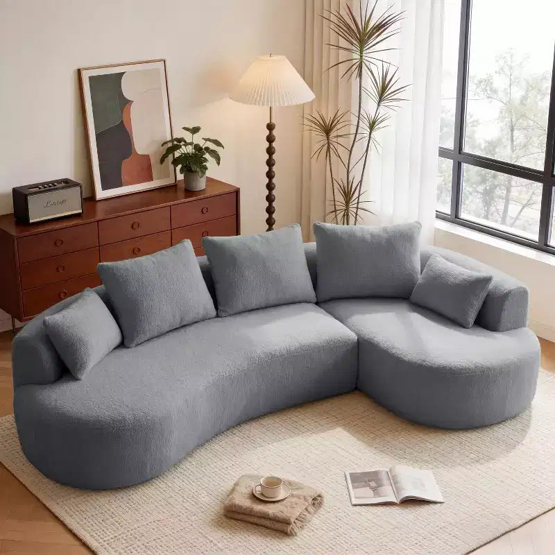 Dyonery 122 Canapé Sectionnel Modulaire Courbe pour Salon, Grand Canapé Nuage Moderne, Canapé Boucle sans Os 4 Places avec Assise Extra Profonde, Facile à Monter