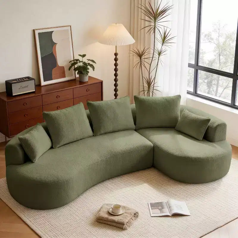 Dyonery 122 Canapé Sectionnel Modulaire Courbe pour Salon, Grand Canapé Nuage Moderne, Canapé Boucle sans Os 4 Places avec Assise Extra Profonde, Facile à Monter