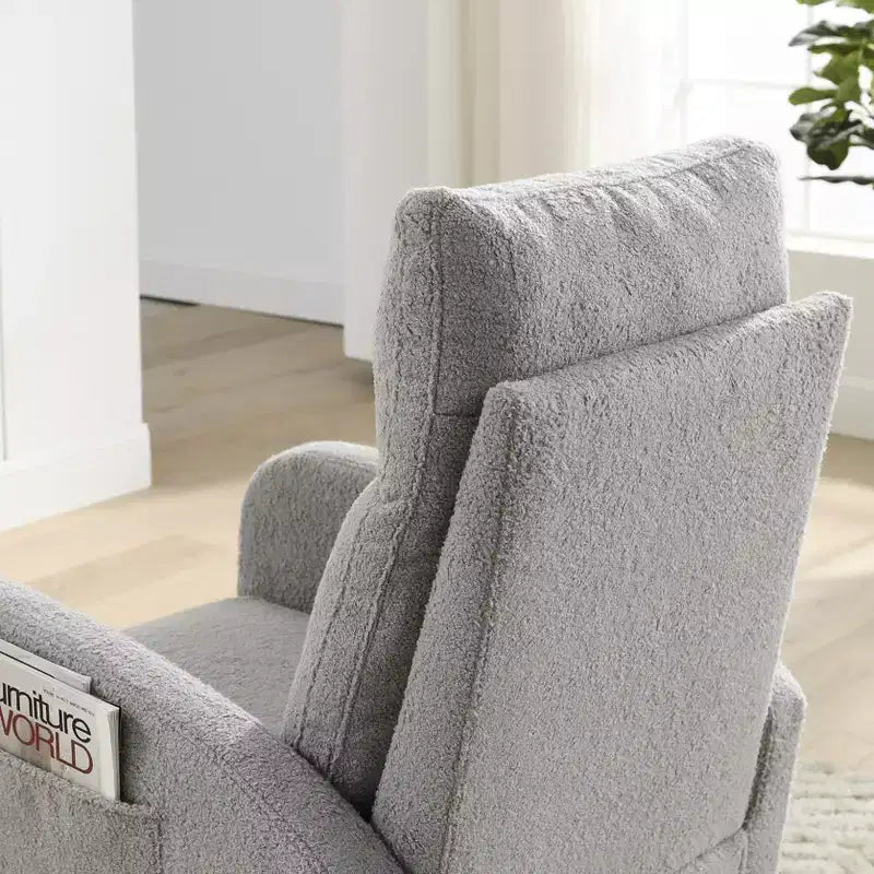 Fauteuil à bascule Accent de 27,6 W, fauteuil avec dossier haut et 2 poches latérales, fauteuil à bascule pour chambre d'enfant - ModernLuxe