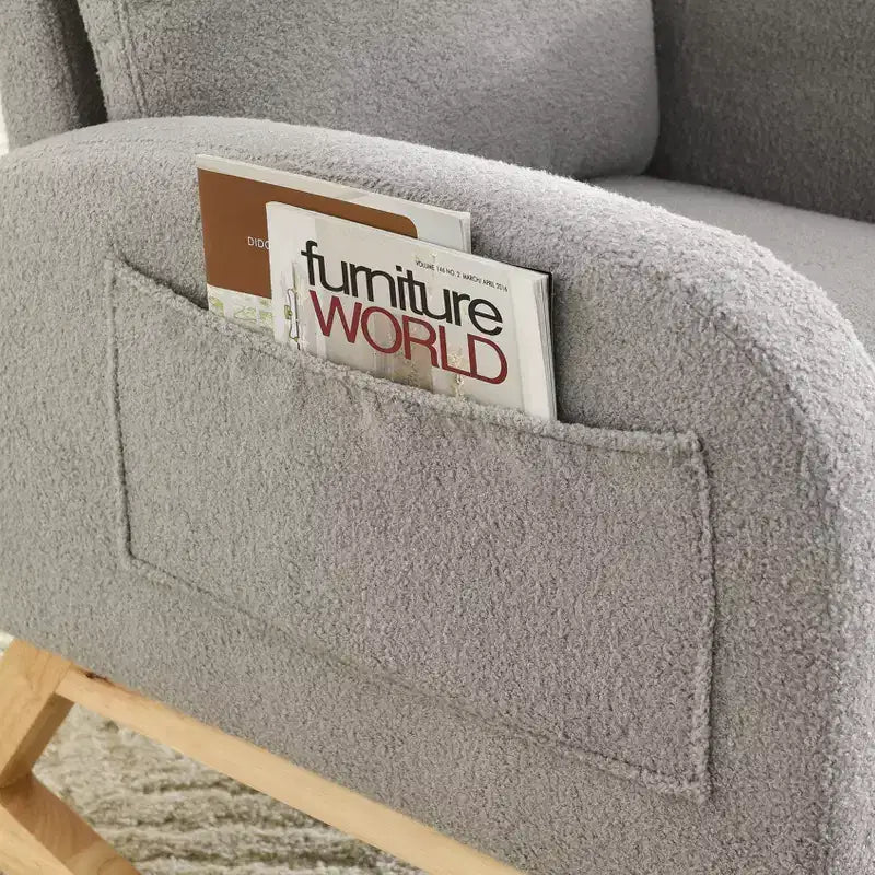 Fauteuil à bascule Accent de 27,6 W, fauteuil avec dossier haut et 2 poches latérales, fauteuil à bascule pour chambre d'enfant - ModernLuxe