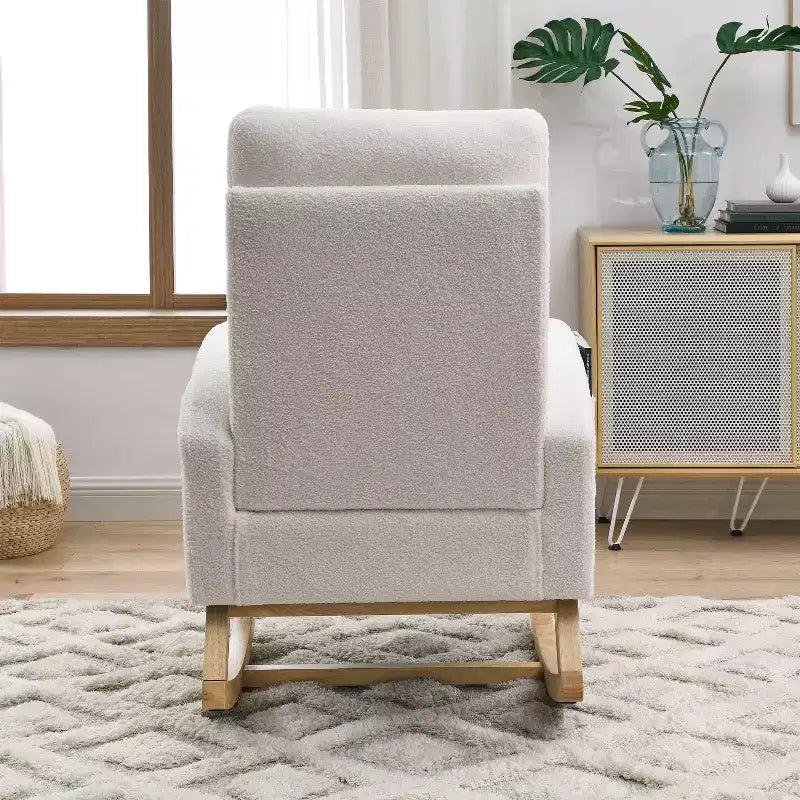 Fauteuil à bascule Accent de 27,6 W, fauteuil avec dossier haut et 2 poches latérales, fauteuil à bascule pour chambre d'enfant - ModernLuxe