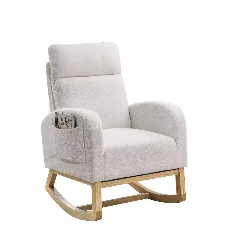Fauteuil à bascule Accent de 27,6 W, fauteuil avec dossier haut et 2 poches latérales, fauteuil à bascule pour chambre d'enfant - ModernLuxe