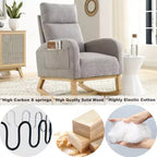 Fauteuil à bascule Accent de 27,6 W, fauteuil avec dossier haut et 2 poches latérales, fauteuil à bascule pour chambre d'enfant - ModernLuxe