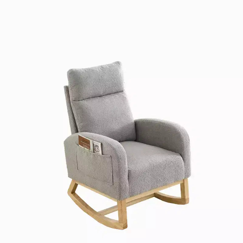 Fauteuil à bascule Accent de 27,6 W, fauteuil avec dossier haut et 2 poches latérales, fauteuil à bascule pour chambre d'enfant - ModernLuxe