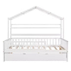 Lit cabane en bois Luxystar avec lit gigogne et étagères, Blanc