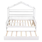 Lit cabane en bois Luxystar avec lit gigogne et étagères, Blanc