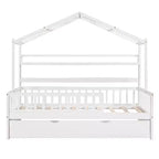 Lit cabane en bois Luxystar avec lit gigogne et étagères, Blanc