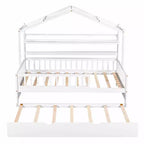 Lit cabane en bois Luxystar avec lit gigogne et étagères, Blanc