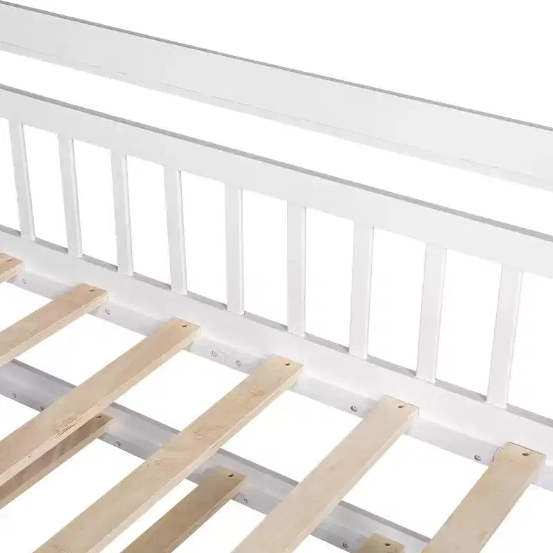 Lit cabane en bois Luxystar avec lit gigogne et étagères, Blanc