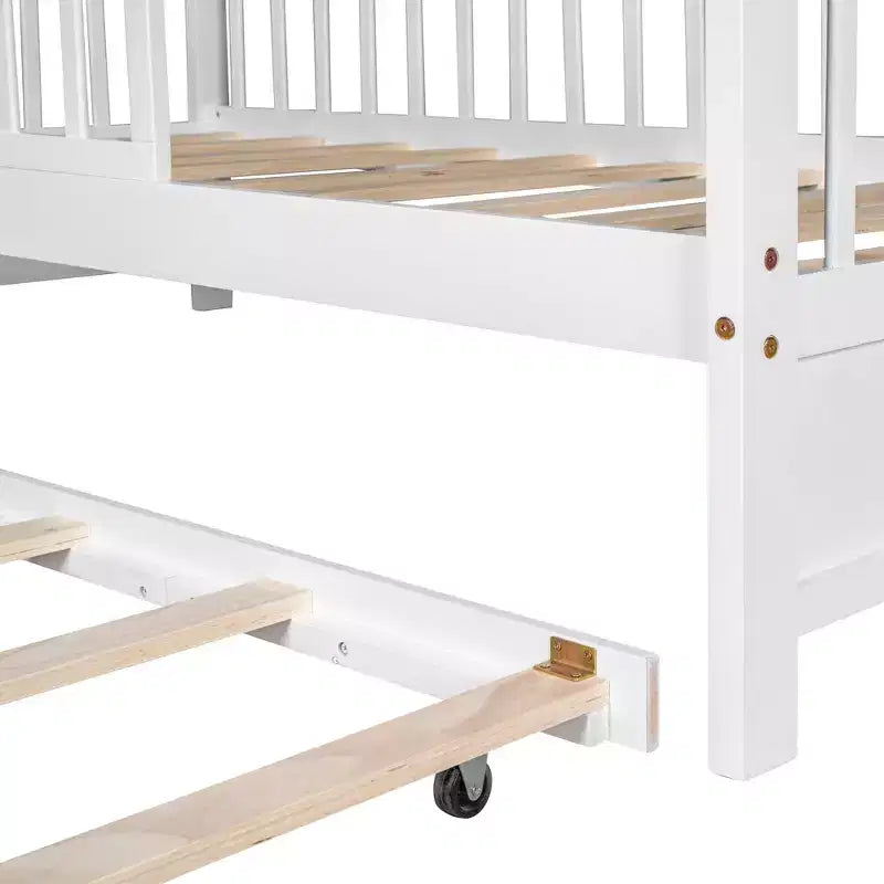 Lit cabane en bois Luxystar avec lit gigogne et étagères, Blanc