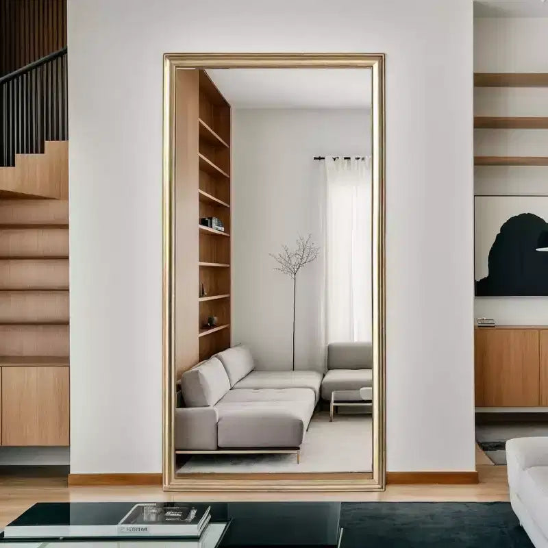 Miroir mural pleine longueur avec cadre, miroir de sol moderne pleine longueur pour chambre à coucher, dressing, grand miroir sur pied-Panipeachy