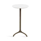 Table d'appoint ronde en marbre et métal Henshall de Kate et Laurel, blanc et bronze, 12x12x24