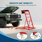 Siège à roulettes robuste pour camions et VUS – Hauteur réglable, capacité de 180 kg, plateforme rembourrée, roulettes pivotantes avec verrouillage, pochette à outils – Plusieurs couleurs