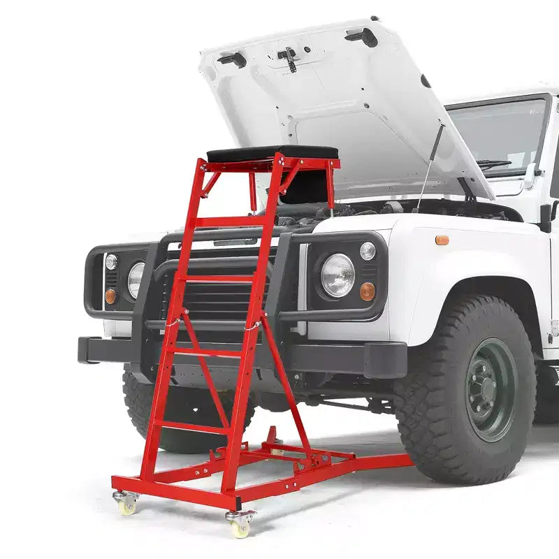 Siège à roulettes robuste pour camions et VUS – Hauteur réglable, capacité de 180 kg, plateforme rembourrée, roulettes pivotantes avec verrouillage, pochette à outils – Plusieurs couleurs