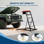 Siège à roulettes robuste pour camions et VUS – Hauteur réglable, capacité de 180 kg, plateforme rembourrée, roulettes pivotantes avec verrouillage, pochette à outils – Plusieurs couleurs