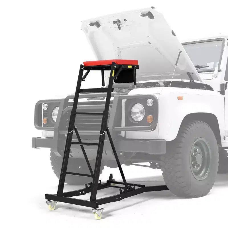 Siège à roulettes robuste pour camions et VUS – Hauteur réglable, capacité de 180 kg, plateforme rembourrée, roulettes pivotantes avec verrouillage, pochette à outils – Plusieurs couleurs