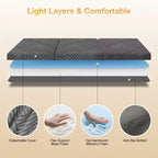 Dyonery Matelas en mousse à mémoire de forme pliable en trois de 15,2 cm avec housse lavable/sac de rangement/poignée, matelas pliable gris pour lit d'appoint/dortoir/camping