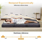 Dyonery Matelas en mousse à mémoire de forme pliable en trois de 15,2 cm avec housse lavable/sac de rangement/poignée, matelas pliable gris pour lit d'appoint/dortoir/camping